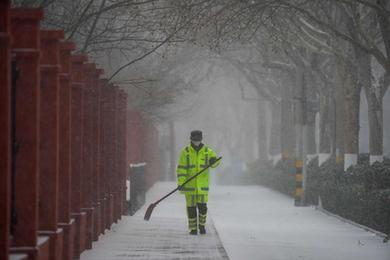 山東濟南迎來降雪天氣